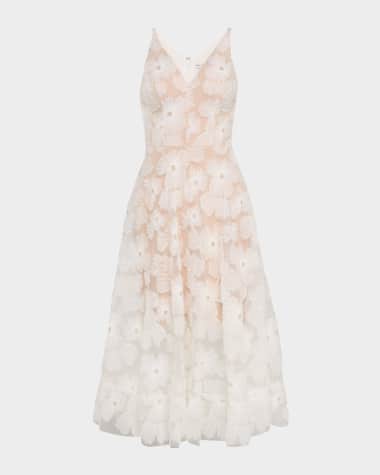 Dress the Population Black Label Blair Beaded Floral Applique Midi Dress