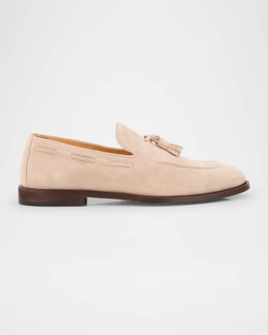 Brunello Cucinelli Men's Suede Flex-Sole Tassel Loafers