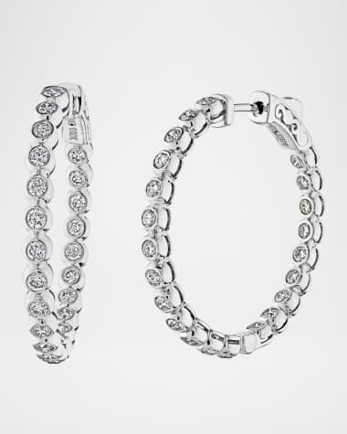 Cassidy Diamonds 18K White Gold Medium Diamond Hoop Earrings, 1"