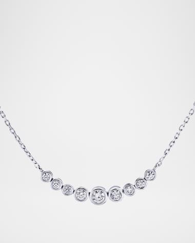 Cassidy Diamonds 18K White Gold Graduated Nine-Stone Diamond Necklace, 18"L