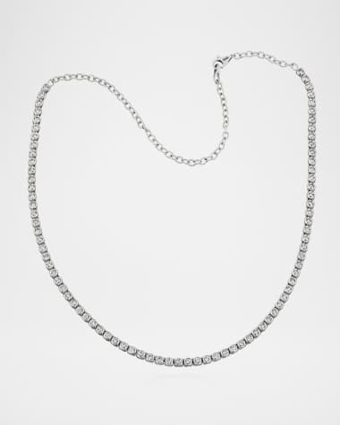 Cassidy Diamonds 18K White Gold Half Way Around Diamond Chain Necklace, 11-16"L