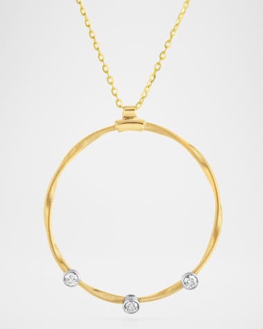 Cassidy Diamonds 18K Gold Twisted Wire Three-Stone Diamond Necklace