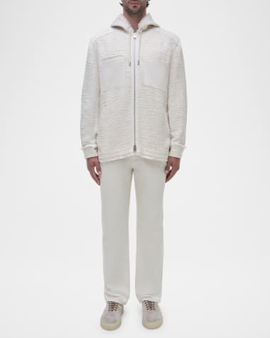 SIMKHAI Men's Ivan Textured Hooded Overshirt