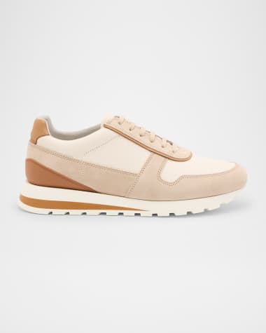 Brunello Cucinelli Men's Leather and Suede Runner Sneakers