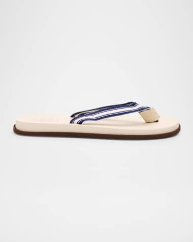 Brunello Cucinelli Men's Rubber Grosgrain and Leather Flip Flops