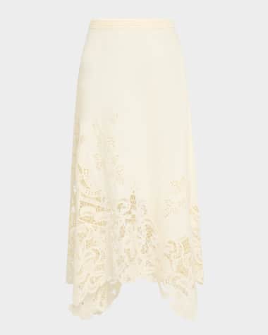 Ulla Johnson Rae Lace Linen Midi Skirt