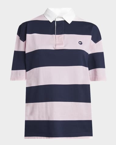 Coperni Striped Short-Sleeve Polo Top