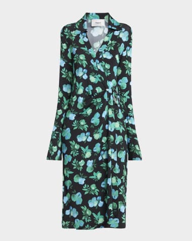 Coperni Apple-Print Midi Wrap Shirtdress