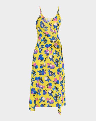 Coperni C-Logo Apple-Print Wrap Slip Dress