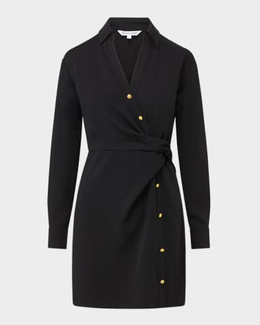Veronica Beard Wright Long-Sleeve Mini Wrap Dress