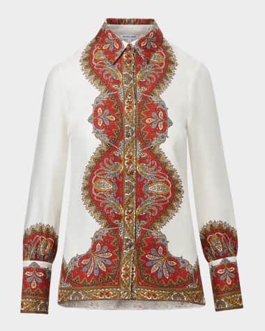 Veronica Beard Maryam Linen Paisley Top