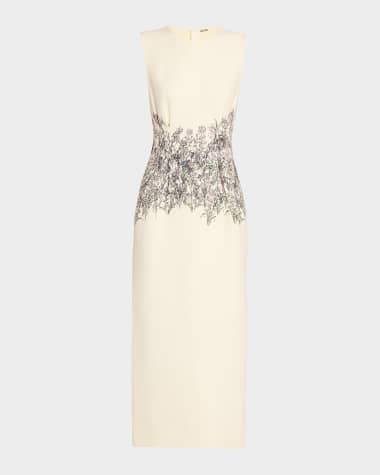 Adam Lippes Ophelia Long Printed Wool Dress
