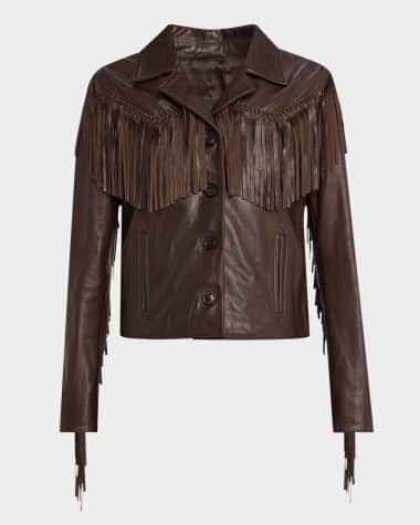 Nili Lotan Eloi Leather Fringe Jacket
