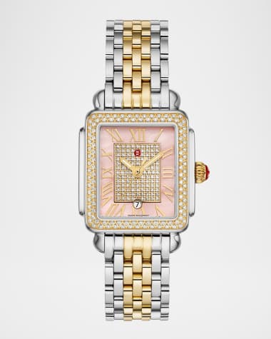 MICHELE Limited Edition Deco Madison Mid Two-Tone 18K Gold-Plated Diamond Watch