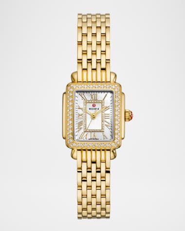 MICHELE Deco Madison Mini Diamond 18K Yellow Gold-Plated Bracelet Watch