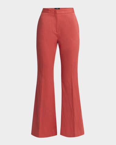 Etro Tonal Paisley Cotton Jacquard Flare Trousers