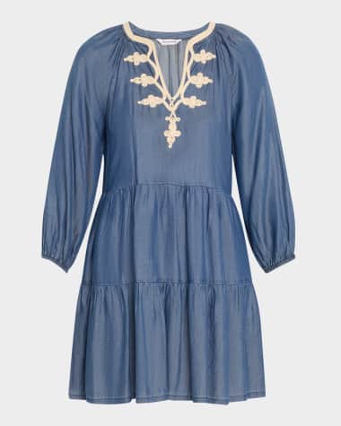 Tommy Bahama Chambray Embroidered Mini Dress