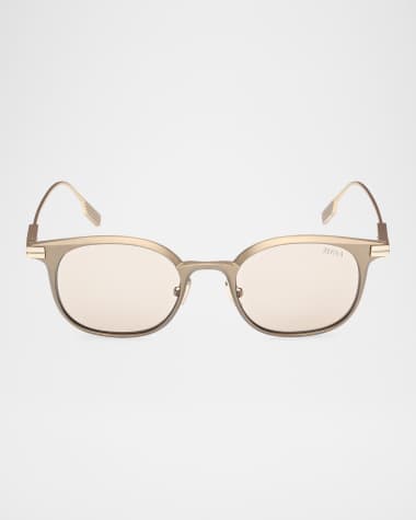 ZEGNA Men's Round Metal Sunglasses