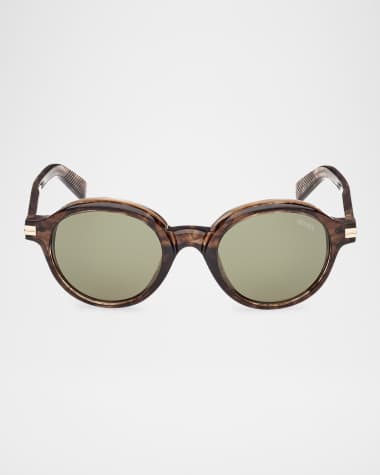 ZEGNA Men's Round Acetate Sunglasses