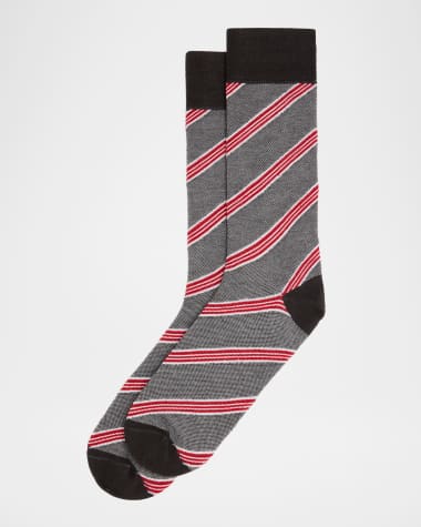 Neiman Marcus Men's Diagonal Birdseye Crew Socks