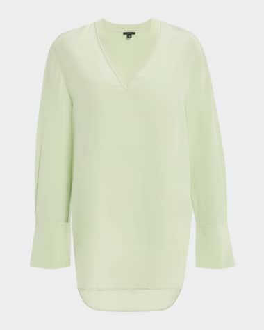 Joseph Miller V-Neck Crepe De Soie Blouse