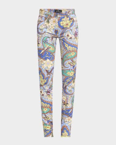 Etro Lucky Charm Print Straight-Leg Trousers