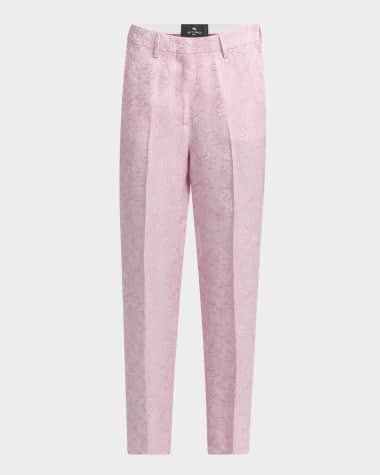 Etro Pink Paisley Jacquard Cigarette Pants