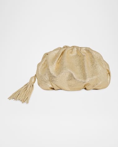 Rebecca Minkoff Ruched Tassel Foil Clutch Bag