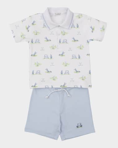Kissy Kissy Boy's Fairway Foursome Shorts Set, Size 6M-24M