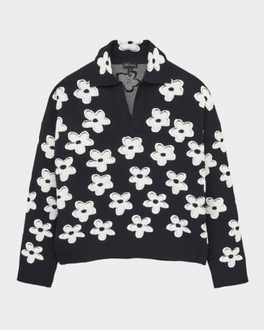 Marc Jacobs Daisy Jacquard Long-Sleeve Polo Top