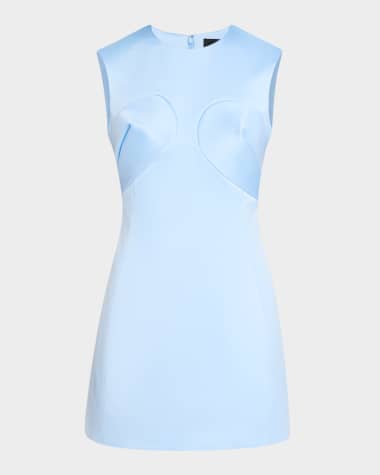 Marc Jacobs Seamed Up Satin Sleeveless Mini Dress