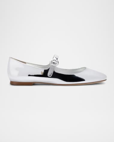 Larroude Blair Metallic Mary Jane Ballerina Flats