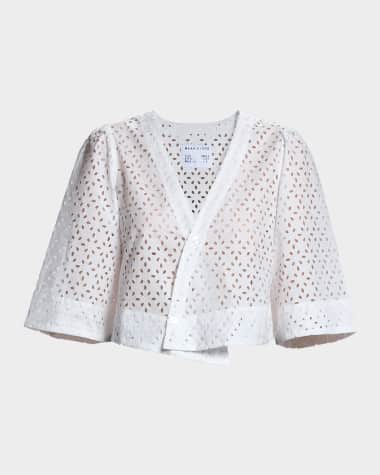 CISSA The Lady Eyelet Button-Front Wrap Top