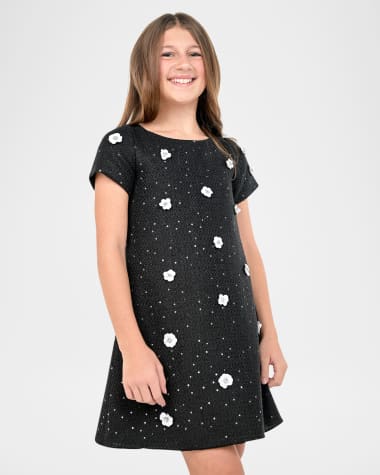 Zoe Girl's Emily Floral Sequin Tweed Mini Dress, Size 7-16
