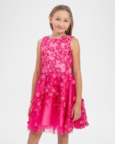 Zoe Girl's Alice 3D Floral Tulle Party Dress, Size 7-16