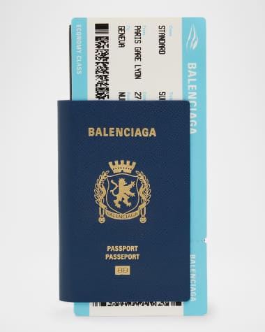 Balenciaga Men's Passport Long Wallet with One Ticket in Passport