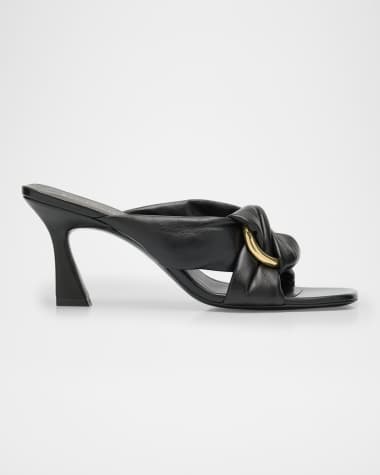 Stuart Weitzman Cece Leather Twisted Ring Slide Sandals