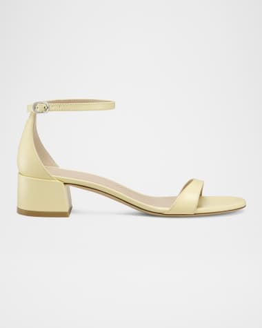 Stuart Weitzman Nudist Leather Ankle-Strap Sandals