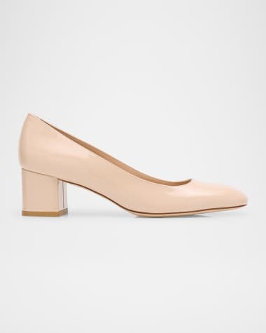 Stuart Weitzman Maeve Patent Block-Heel Pumps