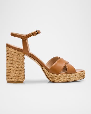 Stuart Weitzman Dayna Leather Crisscross Platform Sandals