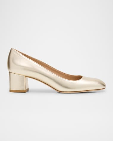 Stuart Weitzman Maeve Metallic Block-Heel Pumps
