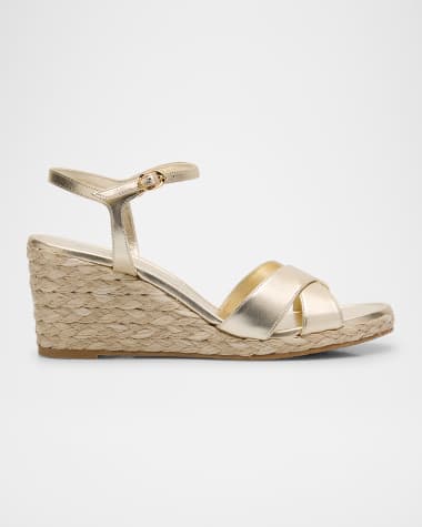 Stuart Weitzman Dayna Metallic Crisscross Espadrille Sandals