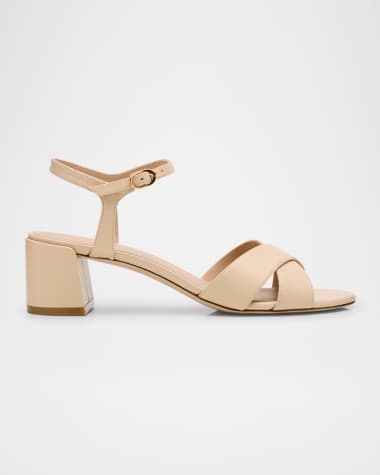 Stuart Weitzman Dayna Leather Crisscross Sandals