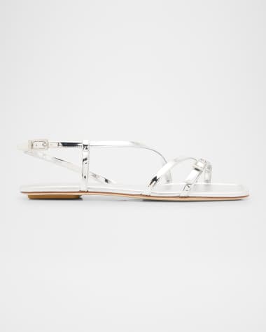 Stuart Weitzman Georgie Metallic Strappy Flat Sandals