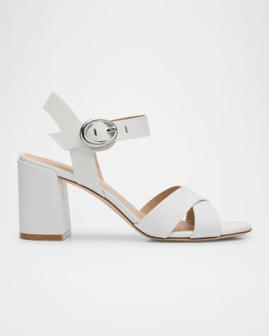 Stuart Weitzman Benni Leather Crisscross Ankle-Strap Sandals