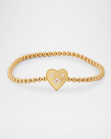 Roberto Coin 18K Yellow Gold Diamond Venetian Princess Small Heart Stretch Bracelet
