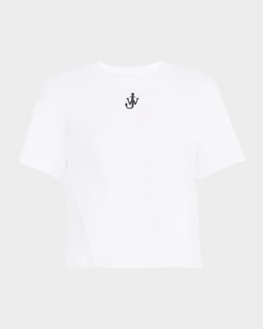 JW Anderson Anchor Embroidered Paneled Crop T-Shirt
