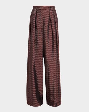 Dries Van Noten Pamplona Striped Pleated Wide-Leg Pants