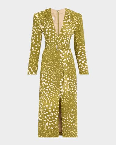 Dries Van Noten Dohana Spot Print Belted Midi Dress