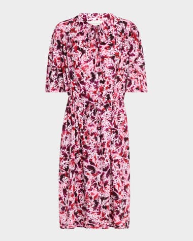 Dries Van Noten Daffie Short-Sleeve Drawstring Dress